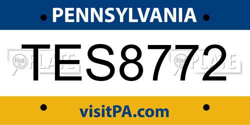 TES8772 Pennsylvania License Plate