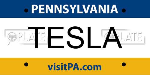 TESLA Pennsylvania License Plate
