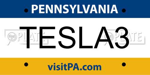 TESLA3 Pennsylvania License Plate