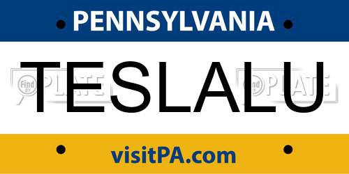 TESLALU Pennsylvania License Plate