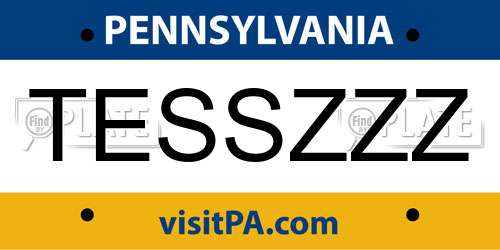 TESSZZZ Pennsylvania License Plate