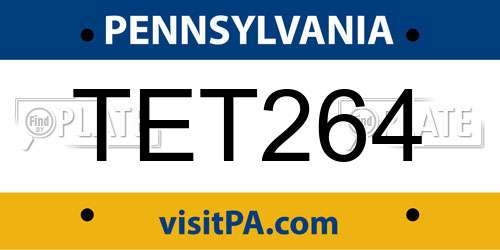 TET264 Pennsylvania License Plate