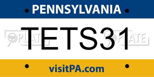 TETS31 Pennsylvania License Plate
