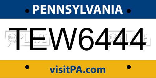 TEW6444 Pennsylvania License Plate