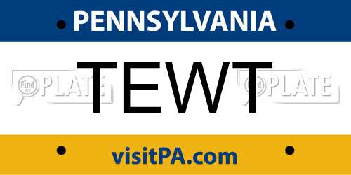 TEWT Pennsylvania License Plate