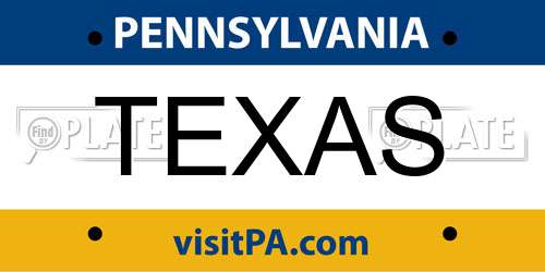 TEXAS Pennsylvania License Plate
