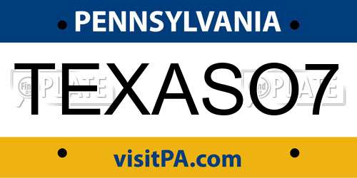 TEXASO7 Pennsylvania License Plate