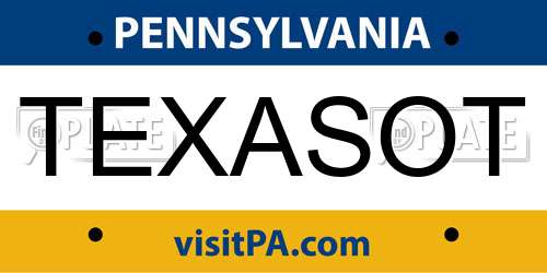 TEXASOT Pennsylvania License Plate