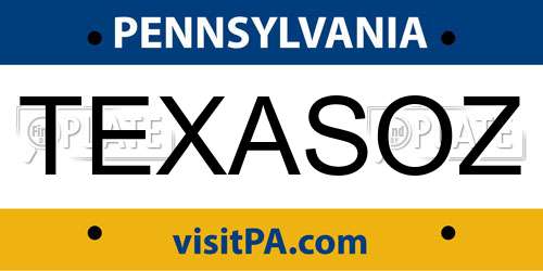 TEXASOZ Pennsylvania License Plate