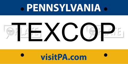 TEXCOP Pennsylvania License Plate