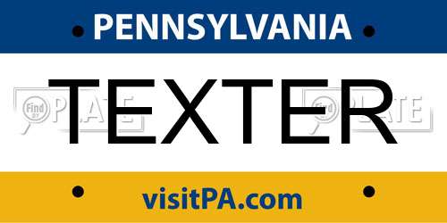 TEXTER Pennsylvania License Plate