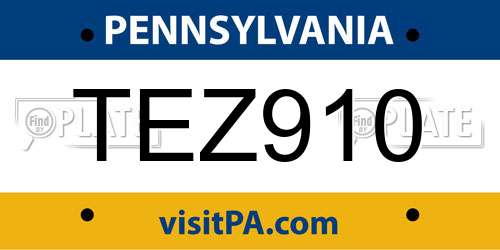 TEZ910 Pennsylvania License Plate