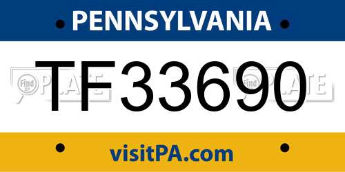 TF33690 Pennsylvania License Plate