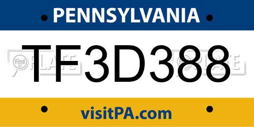 TF3D388 Pennsylvania License Plate