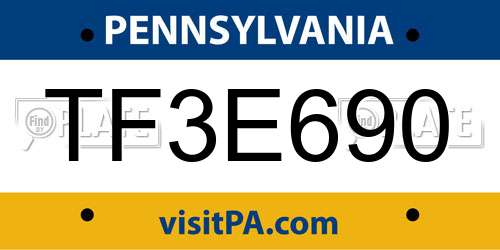 TF3E690 Pennsylvania License Plate