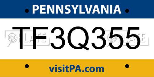 TF3Q355 Pennsylvania License Plate