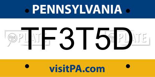 TF3T5D Pennsylvania License Plate