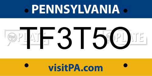 TF3T5O Pennsylvania License Plate