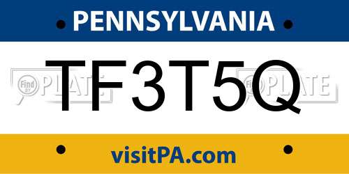 TF3T5Q Pennsylvania License Plate