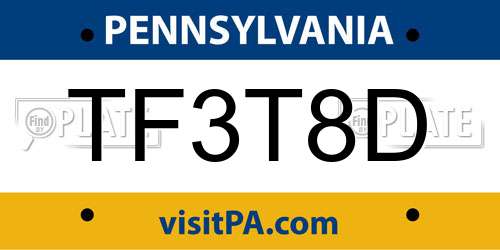 TF3T8D Pennsylvania License Plate