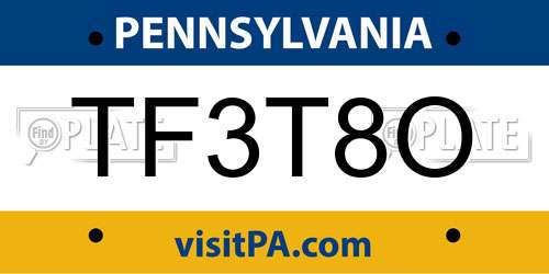 TF3T8O Pennsylvania License Plate