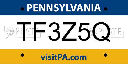 TF3Z5Q Pennsylvania License Plate