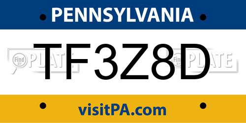 TF3Z8D Pennsylvania License Plate