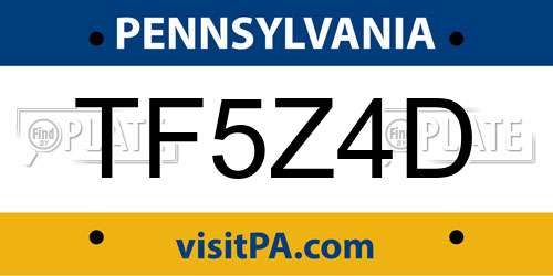 TF5Z4D Pennsylvania License Plate