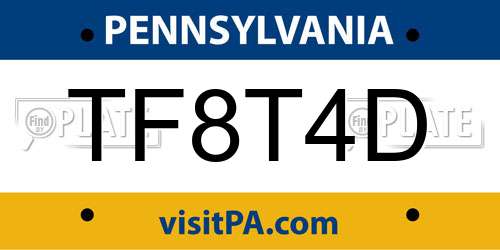 TF8T4D Pennsylvania License Plate