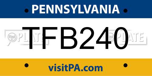 TFB240 Pennsylvania License Plate