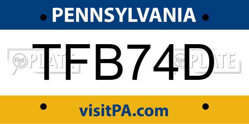 TFB74D Pennsylvania License Plate