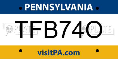 TFB74O Pennsylvania License Plate