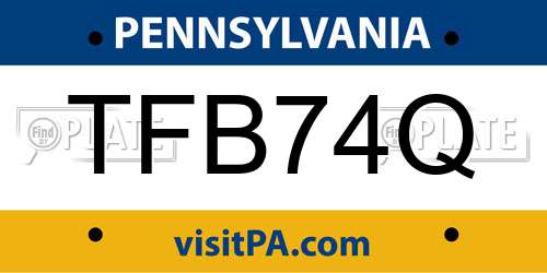 TFB74Q Pennsylvania License Plate