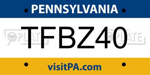 TFBZ40 Pennsylvania License Plate