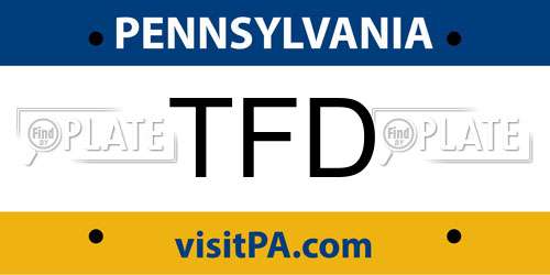 TFD Pennsylvania License Plate