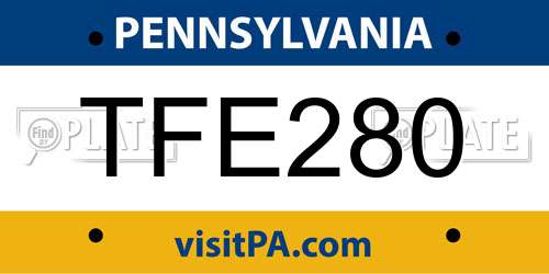 TFE280 Pennsylvania License Plate