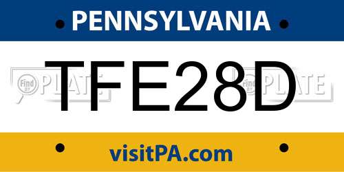 TFE28D Pennsylvania License Plate