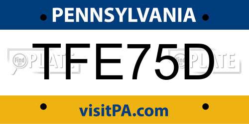 TFE75D Pennsylvania License Plate