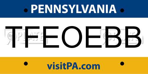 TFEOEBB Pennsylvania License Plate