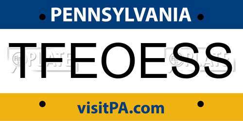 TFEOESS Pennsylvania License Plate