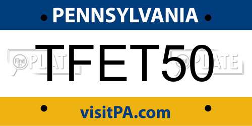 TFET50 Pennsylvania License Plate