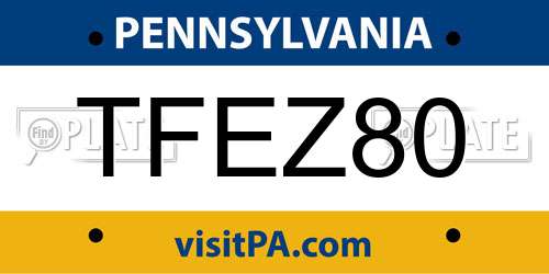 TFEZ80 Pennsylvania License Plate