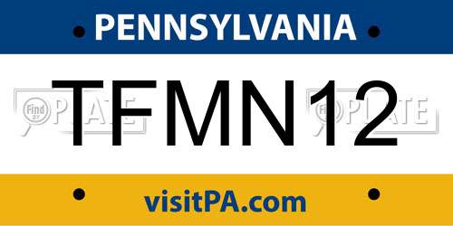 TFMN12 Pennsylvania License Plate