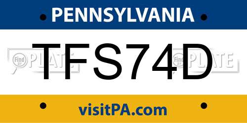 TFS74D Pennsylvania License Plate