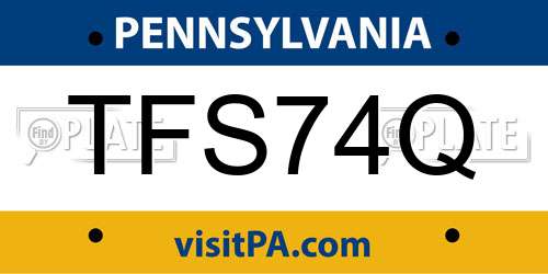 TFS74Q Pennsylvania License Plate