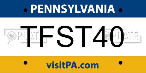 TFST40 Pennsylvania License Plate