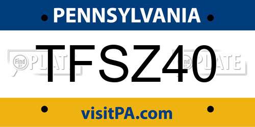 TFSZ40 Pennsylvania License Plate