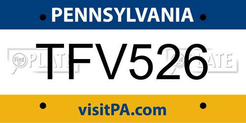 TFV526 Pennsylvania License Plate