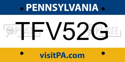 TFV52G Pennsylvania License Plate