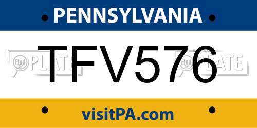 TFV576 Pennsylvania License Plate